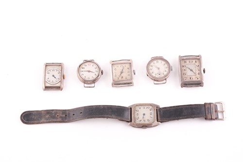 Lot 528 - A Gentleman’s Art Deco silver wrist watch,...