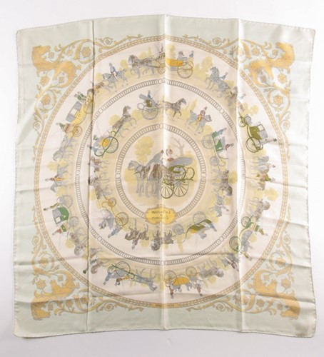 Lot 333 - A Hermes silk square scarf printed with La...