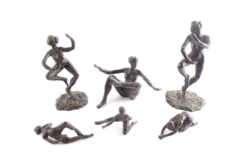 Lot 419 - A set of six 20th century bronze figures by...