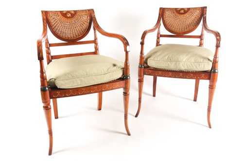 Lot 124 - A pair of Regency style painted mahogany open...