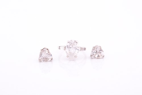 Lot 143 - A 9ct white gold and cubic zirconia cocktail...