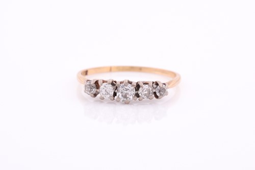 Lot 131 - An 18ct yellow gold and diamond ring, set by...
