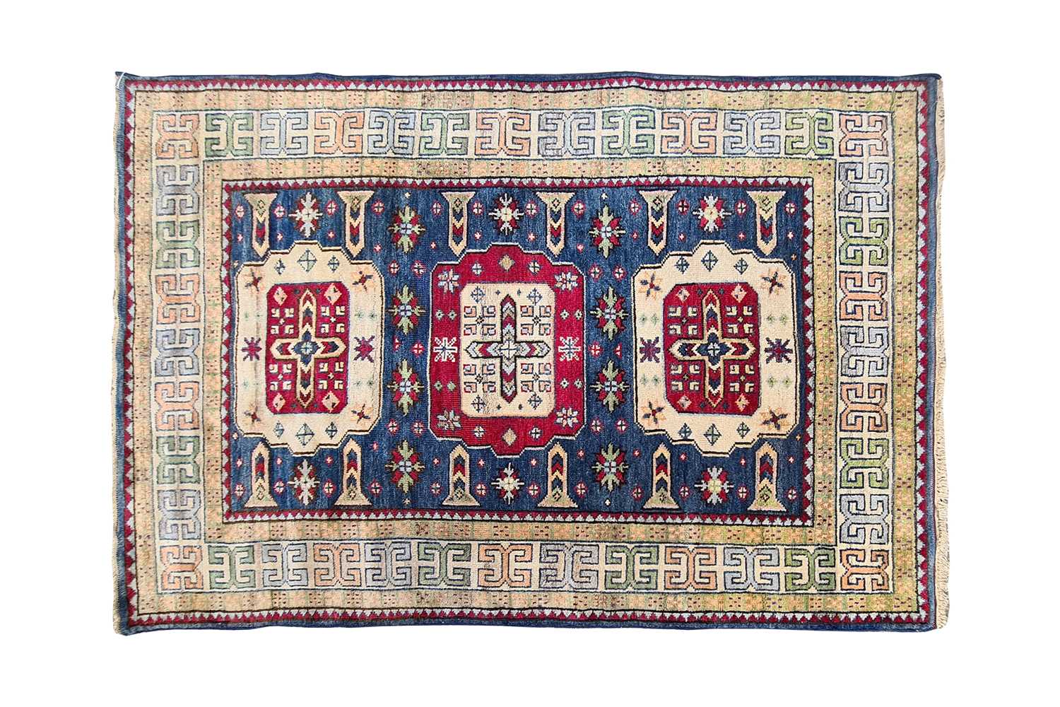 Lot 379 - A 20th century abrash blue ground Turkish rug....