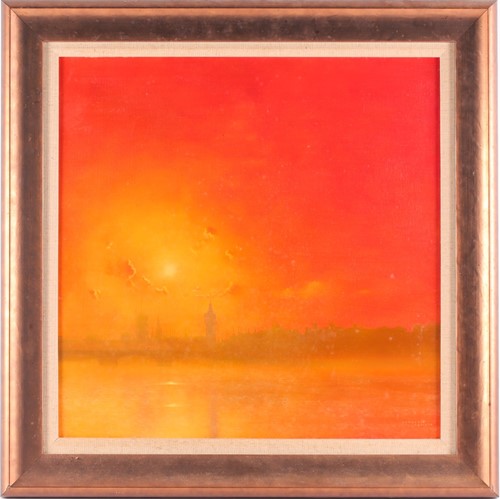 Lot 86 - Lawrence Coulson (b.1962), 'Westminster Sunset'...
