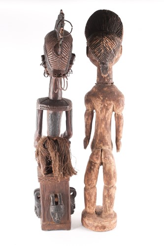 Lot 248 - An Ibibio standing male figure, Nigeria, with...