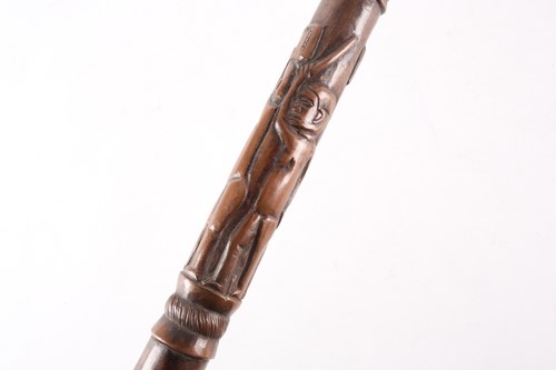 Lot 257 - A Baule Colonial bronze staff, Nigeria, the...