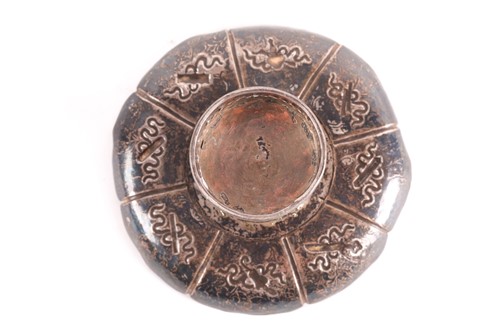 Lot 279 - A Sino Tibetan silver metal cup stand and...