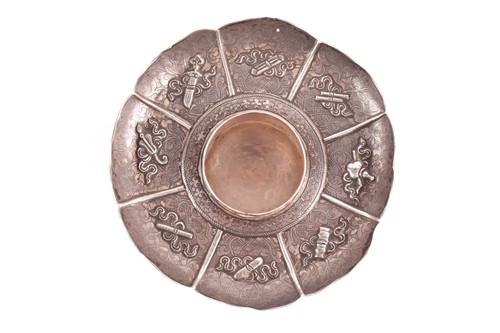 Lot 279 - A Sino Tibetan silver metal cup stand and...