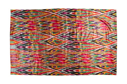 Lot 388 - A brightly coloured rectangular Ikat style...