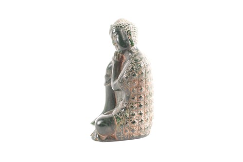 Lot 164 - A Chinese carved "Spinach" jade figure of the...