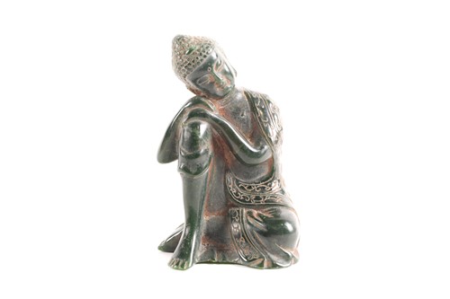 Lot 164 - A Chinese carved "Spinach" jade figure of the...
