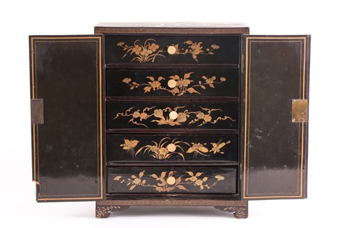 Lot 243 - A 20th century Chinese black lacquer table-top...