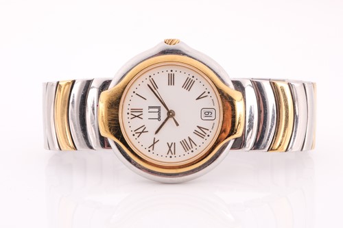 Lot 380 - A Dunhill stainless steel and gilt wristwatch,...