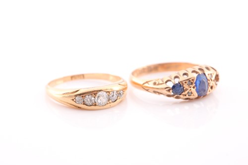 Lot 32 - Two early 20th century gold and gem-set gypsy...