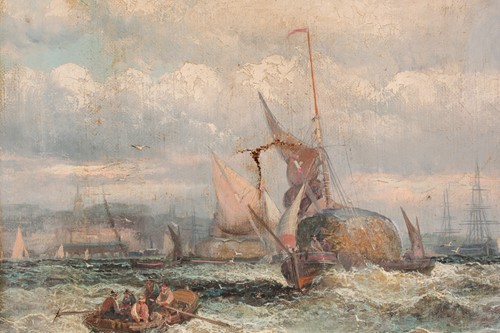 Lot 13 - 19th century English school, boats at sea,...