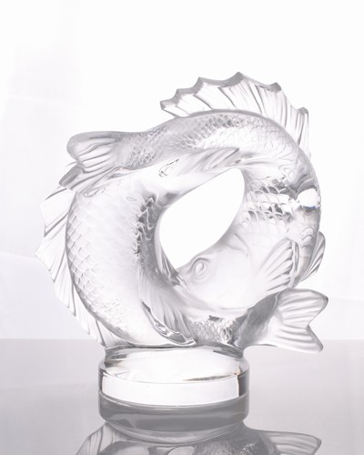 Lot 401 - A Lalique double fish sculpture of a pair of...