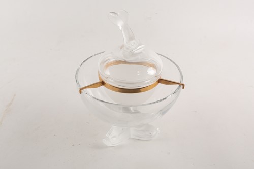Lot 404 - A Lalique glass Igor circular caviar serving...