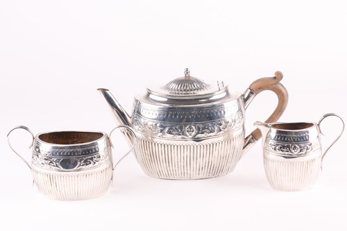 Lot 352 - A Victorian three-piece silver teaset of...