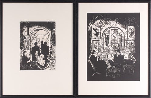 Lot 67 - A series of fourteen black and white linocuts...