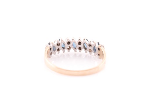 Lot 93 - A sapphire and diamond half hoop ring in 9...