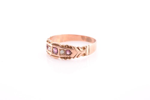 Lot 214 - A late Victorian 9ct rose gold, amethyst and...