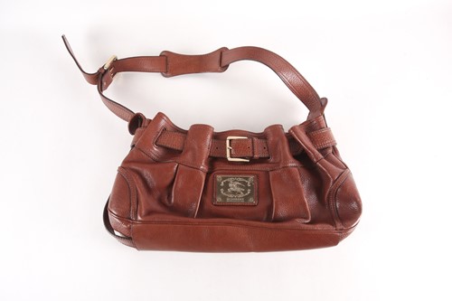 Lot 267 - A Burberry brown leather shoulder bag with...