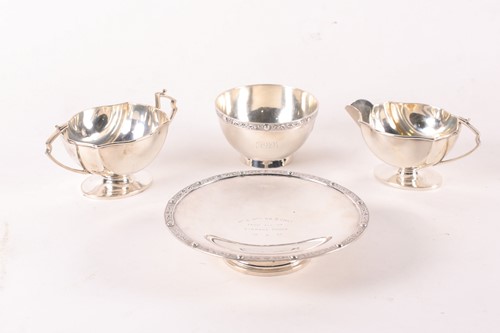 Lot 348 - An Art Deco silver cream jug and two-handled...