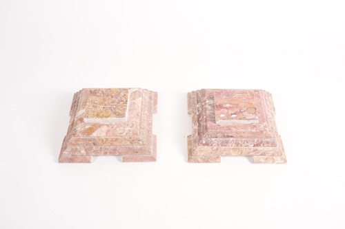 Lot 179 - A pair of square section pink variegated...