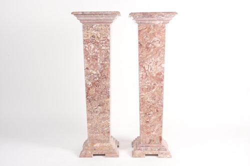 Lot 179 - A pair of square section pink variegated...