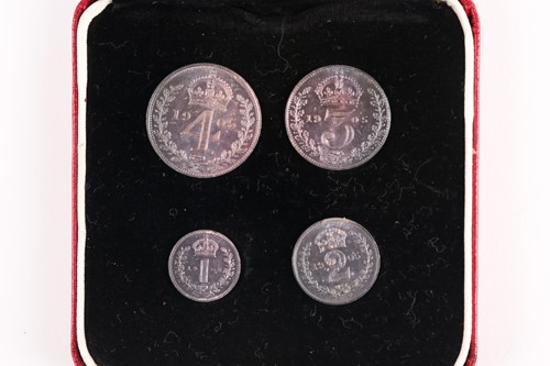 Lot 341 - Edward VII Maundy money, 1905, 4d - 1d, in...
