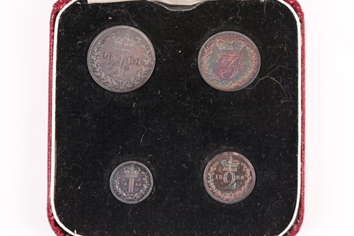 Lot 342 - Victoria - Maundy money, 1886, 4d - 1d, in...