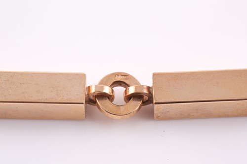 Lot 1 - An early 20th century 9ct rose gold block...
