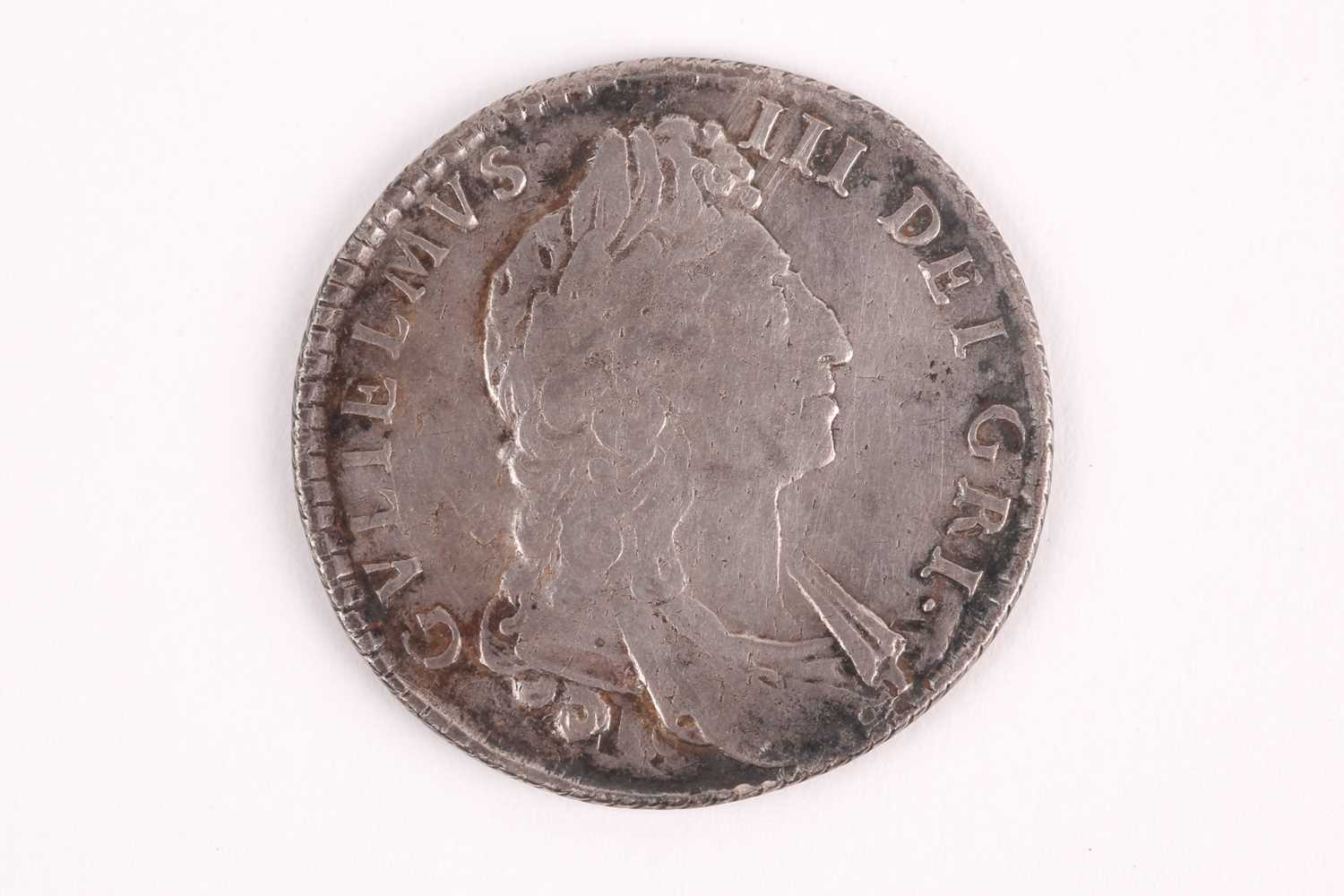 Lot 356 - William III shilling, 1697, error GRI for GRA, F+