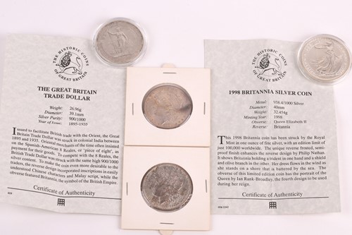 Lot 365 - Two American silver Morgan dollars, 1885...
