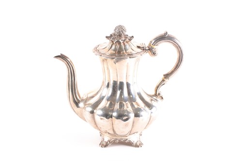 Lot 340 - A Victorian silver segmented coffee pot,...