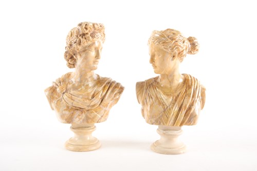 Lot 198 - A pair of Grand Tour style composite busts of...