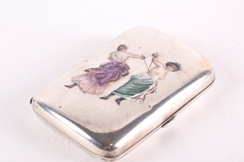 Lot 334 - A novelty erotic white metal and enamel...