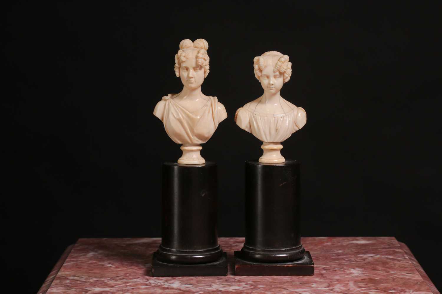 Lot 230 - Two 19th century Dieppe ivory busts, one...