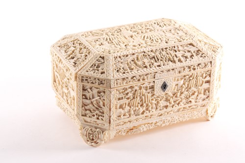 Lot 258 - A Chinese Canton ivory sewing box, Qing, mid...
