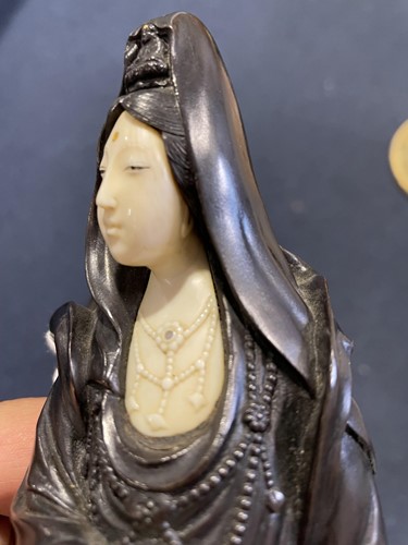 Lot 260 - A good Japanese bronze and ivory figure of...