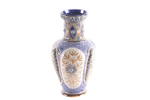 Lot 451 - A Doulton Lambeth lobed vase, the rim with...
