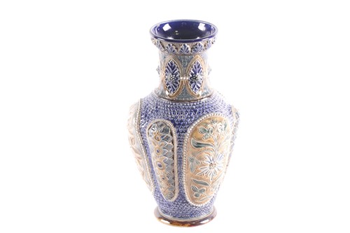 Lot 451 - A Doulton Lambeth lobed vase, the rim with...