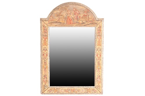 Lot 145 - A Charles II style needlework wall mirror, the...