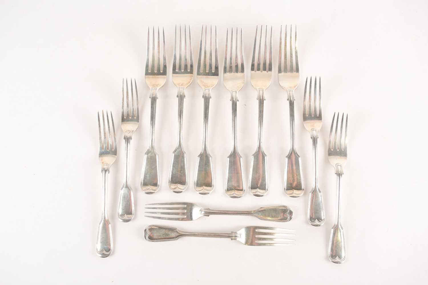 Lot 333 - A matched set of Victorian silver fiddle and...