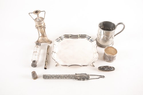 Lot 328 - A 20th-century silver square waiter,...