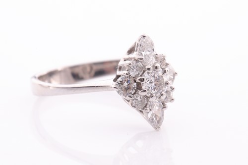 Lot 190 - An 18ct white gold and diamond cluster ring,...
