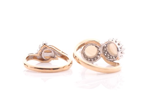 Lot 191 - A 9 carat gold, diamond, and pearl dress ring;...