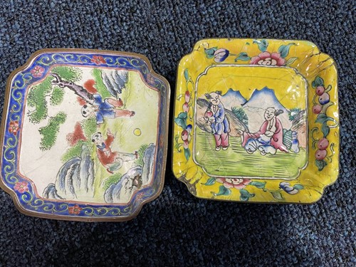 Lot 266 - Two Chinese lozenge-shaped dishes, late 19th...