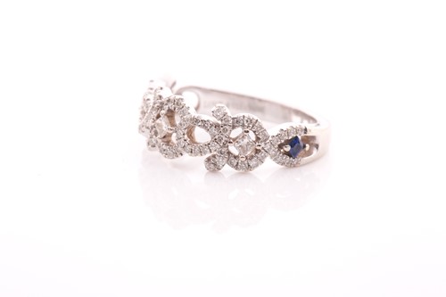 Lot 220 - A 14ct white gold and diamond ring, the...
