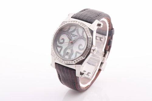 Lot 452 - A Rochas of Paris stainless steel and diamond...